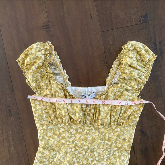 Zara Yellow Printed Mini Dress XS - Picture 13 of 14